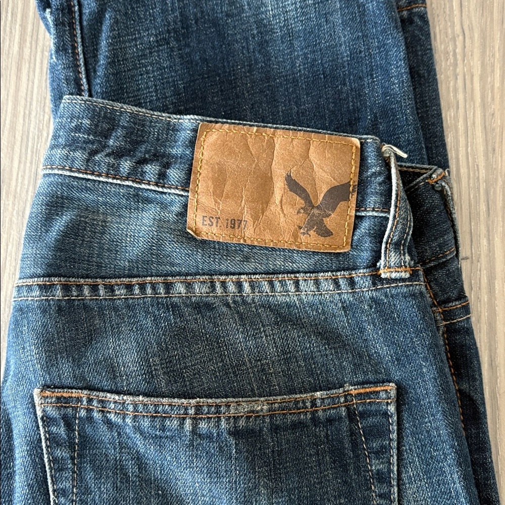 American Eagle Slim Straight Jeans Men’s 28x32 Distressed Blue Denim - Picture 7 of 7